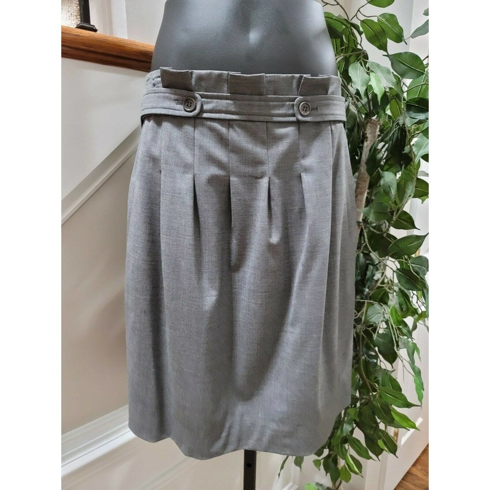 BCBGMAXAZRIA Women's Gray Wool and Spandex Knee Length Flare‎ Skirt Size 08